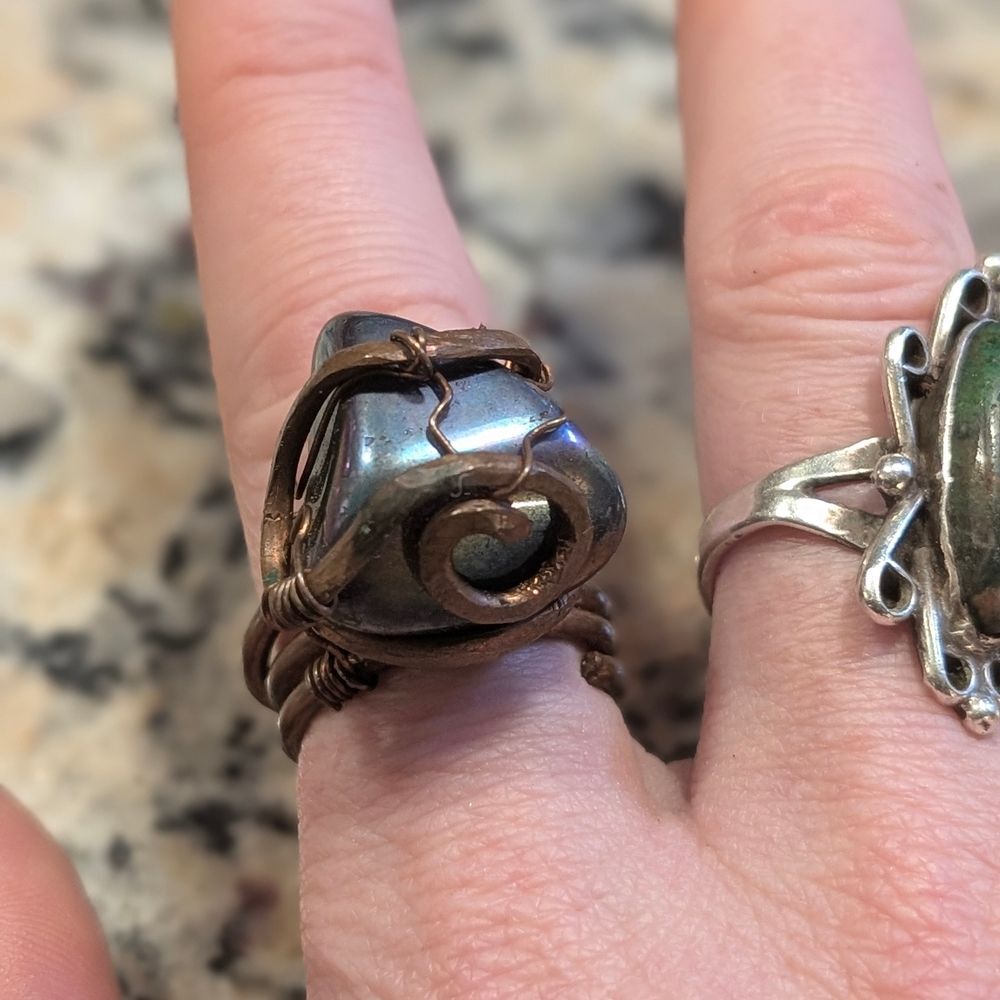Handcrafted Silver and Brown Swirl Ring